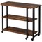 Costway Patented Sofa Side End Table 360° Rotating Bookcase w/Storage Shelves & Wheels Brown/Rustic Brown/Natural